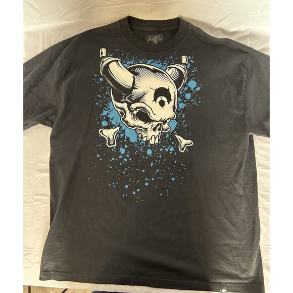 Osiris 1996 Skull W/Spray Can Ears. Size XL. Blue Splatter On Black. Skateboard - Picture 1 of 7